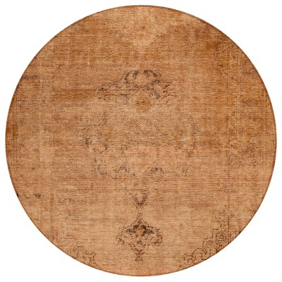 Copper Orange And Brown Oriental Washable Indoor Outdoor Area Rug