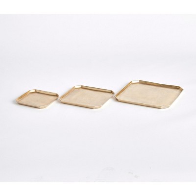 Gold Geometric Cast Aluminum Serving Tray Set