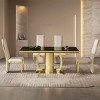 70.08 Inch Dining Table with Tempered Glass Top, Rectangular Modern Design Dining Table, Dining Table with Stainless Steel Frame-Cuddlewood - 2 of 4