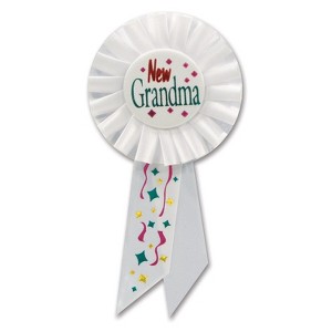 Beistle 3 1/4" x 6 1/2" New Grandma Rosette Ribbon White 6/Pack RS178 - 1 of 1