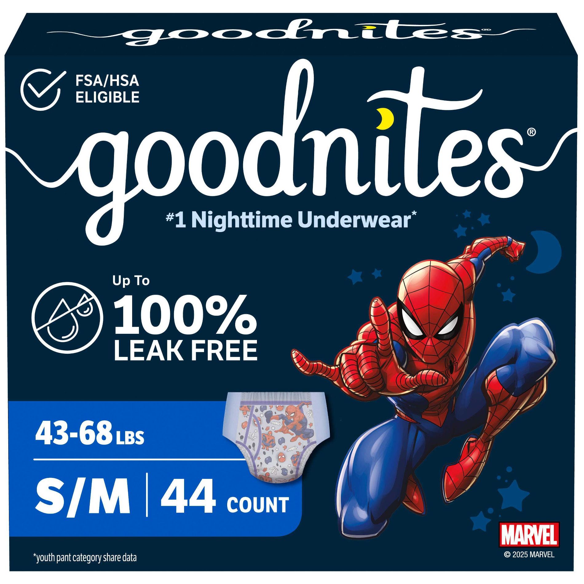 Goodnites Boys' Nighttime Bedwetting Disposable Underwear - Size S/M - 44ct: Hypoallergenic, Paraben-Free, Non-Toxic, Sulfate-Free