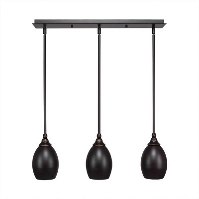 Toltec Lighting Any 3 - Light Chandelier in  Dark Granite with 5" Dark Granite Oval Metal Shade Shade