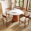 39" Modern Round Pedestal Dining Table with Glossy Faux Marble Top, Small Kitchen Table for 2-4,Indoor Small Bistro Table–The Pop Home - 3 of 4