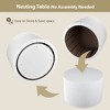 Round Coffee Table Set of 2, Modern Wooden White Nesting Coffee Tables for Living Room, No Assembly Required Circle Side Table Set Accent End Table - 2 of 4