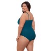 Aqua Green, Women's Surplice Trim Overlay One Piece - 2 of 3