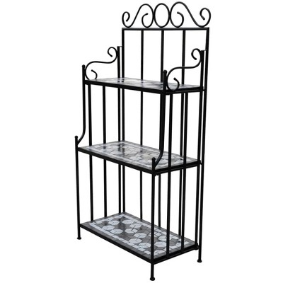 vidaXL Plant Stand Terracotta and black Iron and ceramic