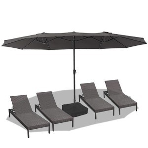 15ft Extra Large Double,Sided Patio Umbrella With Crank Handle & Base Included,Outdoor Market Umbrella for Poolside, Garden, Deck, Backyard Shade - 1 of 4