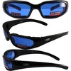 4 Pairs of Global Vision Eyewear Chic Safety Motorcycle Glasses with Purple, Blue, Red, Orange Lenses - 3 of 4