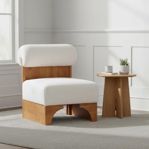 Homy Casa Accent Chair with Rolled Backrest and Solid Wood Base, Boucle Upholstery - 1 of 4