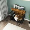 NicBex 31.5 Inch Dog Crate Wooden Dog Cage End Table with 2 Feeding Bowls and 2 Doors for Indoor Use,Antique Brown - image 4 of 4