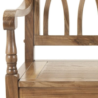 Transitional Gothic-Inspired Oak Bench, 40" Brown