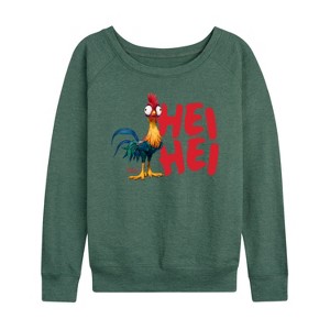 Women's - Disney - Hei Hei Lightweight French Terry Wide Neck Long Sleeve Graphic Shirt - 1 of 4
