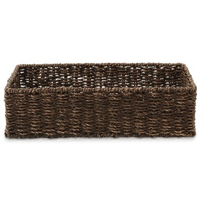 Espresso Seagrass Rectangular Storage Baskets, Set of 2