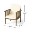 Set of 2 Outside Club Chair Water Resistant Fabric with Acacia Wood-Christopher Knight Home - 3 of 4