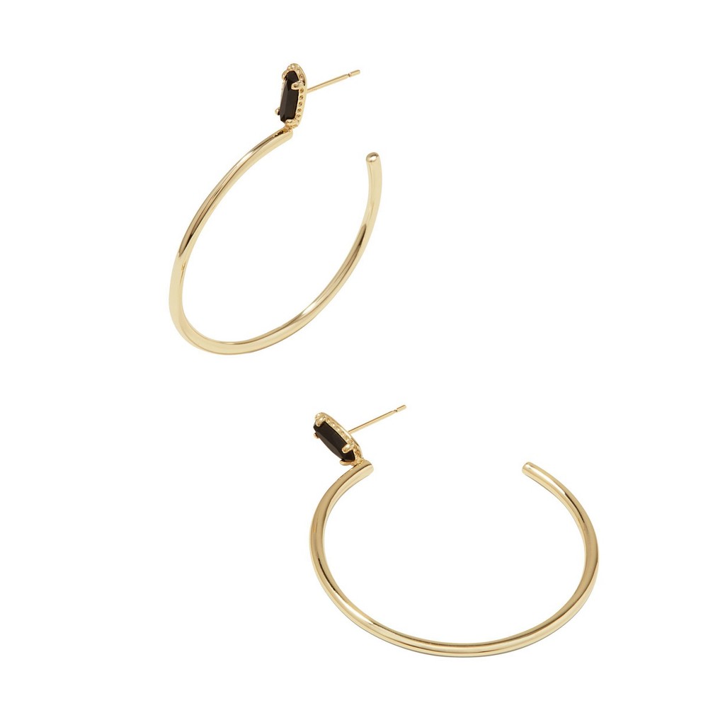 Photos - Earrings KENDRA SCOTT Emma Opaque Glass 14K Gold Over Brass Hoop  - Black 