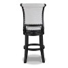2-piece swivel bar stool set, upholstered seat, nailhead trim, footstool, wooden dining furniture, black - 4 of 4