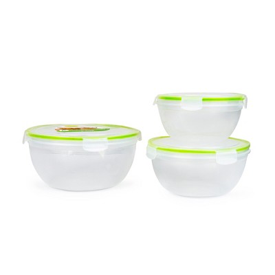 6-Piece Clear and Green Plastic Food Storage Container Set