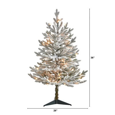 3-Foot Flocked Fraser Fir Artificial Christmas Tree with Warm White LED Lights