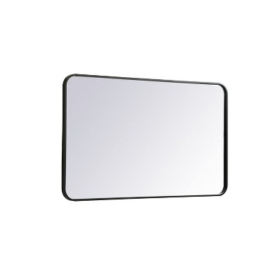 Contemporary Frameless Black Rectangular Wall Mirror 24x40 Inch