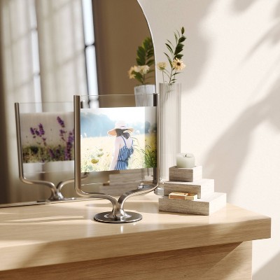 Wishbone Chrome Double-Sided Floating Tabletop Picture Frame