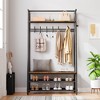 Coat Rack Shoe Bench with 5 Hooks, Entryway Hall Trees with Storage, Multifunctional 4-in-1 Hall Trees Shoe Bench - 3 of 4