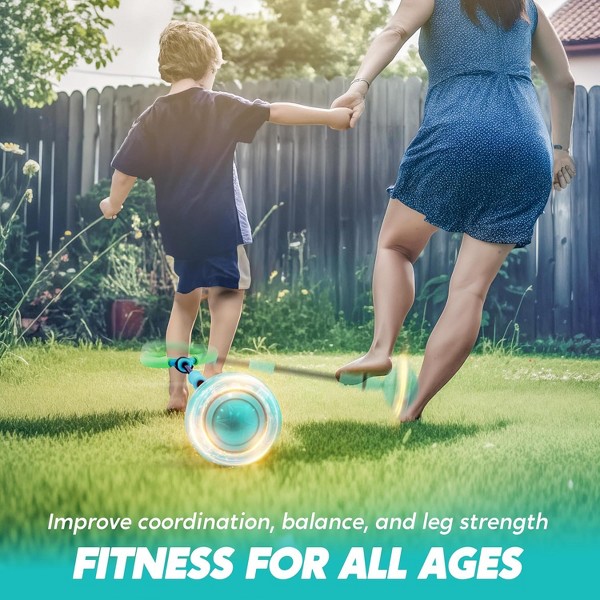 Pelota de salto de tobillo Joyfy verde, juguete de salto para niños para interiores y exteriores, pelota giratoria con luces plegable, regalo de cumpleaños para niños de 3 4 5 + años 2