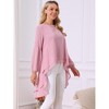 Seta T Women's Lantern Long Sleeve Round Neck High Low Irregular Hem Casual Blouse - 2 of 4