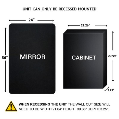 Matte Black Metal Recessed Rectangular Medicine Cabinet with Mirror