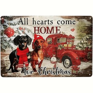 Lomsoe Xmas Truck Metal Tin Sign Merry Christmas Sign Vintage Painting Tin Sign Yard Garden Farmhouse Wall Decor Christmas Tin Sign 12 x 8 Inch - 1 of 1