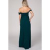 PinkBlush Forest Green Off Shoulder Chiffon Maxi Maternity Dress - 3 of 4