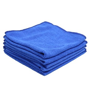 Unique Bargains Microfiber Cleaning Cloth Absorbent Car Home Washing Towel Blue 5pcs - 1 of 3