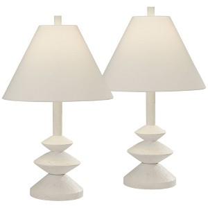 360 Lighting Ashely 24 1/2" High Mid Century Modern Accent Table Lamps Set of 2 White Finish Living Room Bedroom Bedside Nightstand House Office - 1 of 4