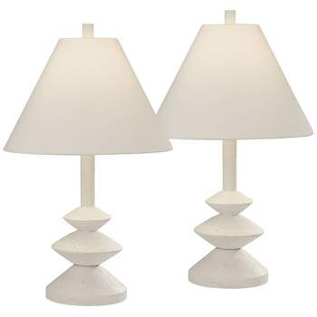 360 Lighting Ashely 24 1/2" High Mid Century Modern Accent Table Lamps Set of 2 White Finish Living Room Bedroom Bedside Nightstand House Office
