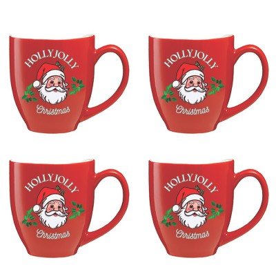 Courtside Market Holly, Jolly Christmas Café Mug 4 Piece Set