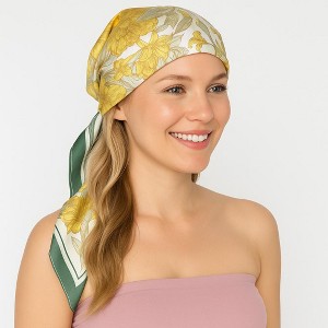 Anna-Kaci Satin Square Scarf Floral Print Versatile Styling Accessory for Headscarves and Shawls - 27.5IN×27.5IN - 1 of 4