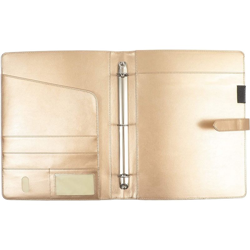 Paper Junkie Metallic Gold Faux Leather Padfolio Portfolio Folder with 3 Ring Binder & Pockets 13.2 x 10.8 In, 5 of 8