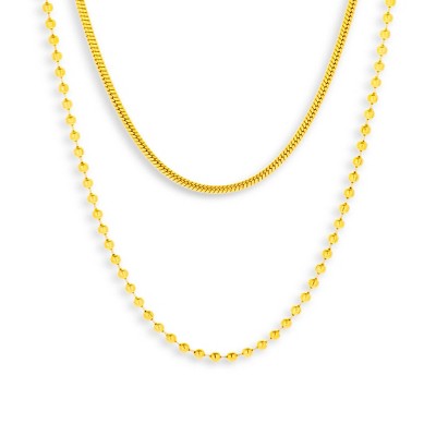 EVRY JEWELS WATERPROOF Gold or Silver Plated Layered Snake & Bead Chain Necklace