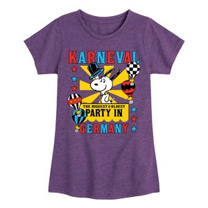 Girls' - Peanuts - Karneval Biggest Oldest Party Germany Fitted Short Sleeve Graphic T-Shirt - 1 of 4