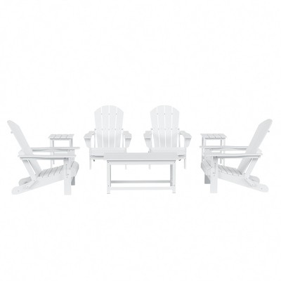 WestinTrends 7 Piece Set Outdoor Folding Adirondack Chairs with Coffee Table Side Table
