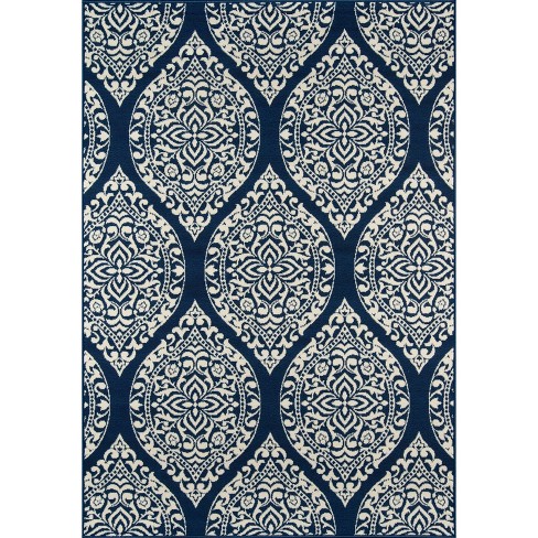 Momeni 4 x 5 Navy Indoor/Outdoor Stripe Area Rug in the Rugs