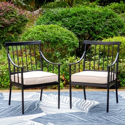 2pk Outdoor Steel Arm Chairs With Cushions Captiva Designs Target