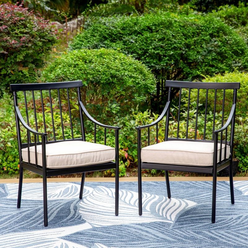 2pk Outdoor Steel Arm Chairs with Cushions - Captiva Designs, 1 of 13