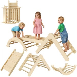 Garvee Foldable Baby Climbing Toys Wooden Climbing Set with Arch, Ramp & Ladder - 1 of 4