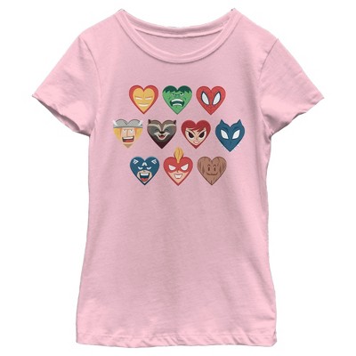 Girl's Marvel Superhero Hearts T-Shirt