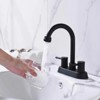 LunaLulink Matte Black Stainless Steel Bathroom Sink Faucet 3 Holes, 2 Handles Water Supply Hose with Overflow - 3 of 4