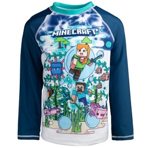 Minecraft Alex Steve Rash Guard Swim Shirt Little Kid to Big Kid - 1 of 4
