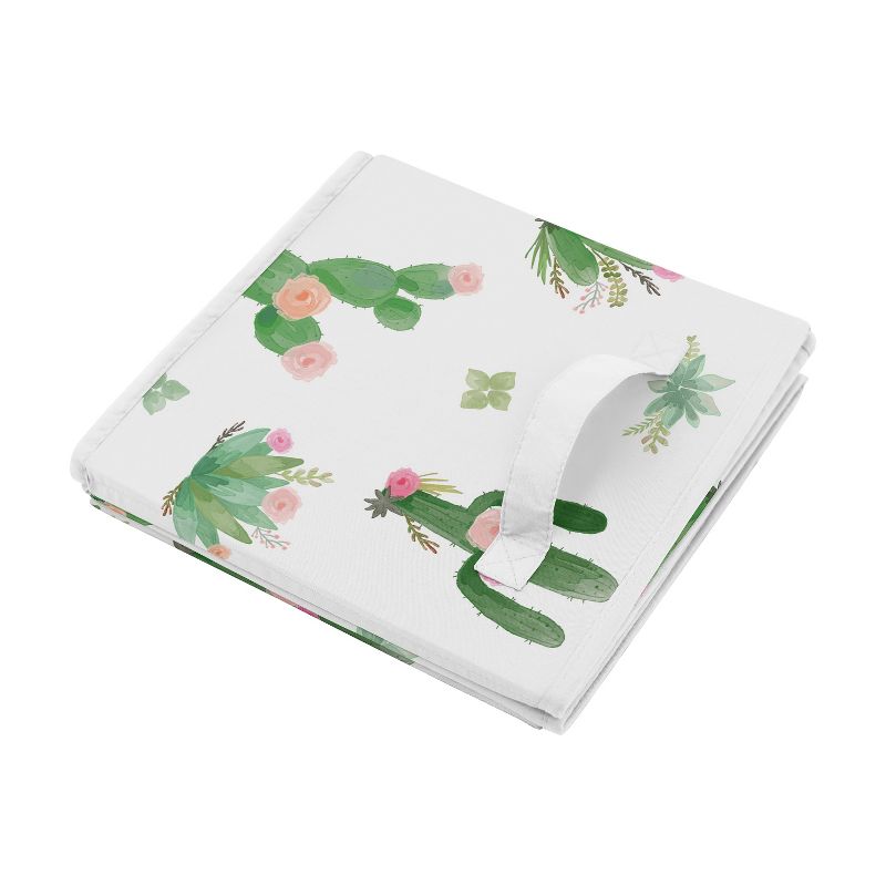 Sweet Jojo Designs Girl Set of 2 Kids' Decorative Fabric Storage Bins Cactus Floral Pink and Green, 4 of 5