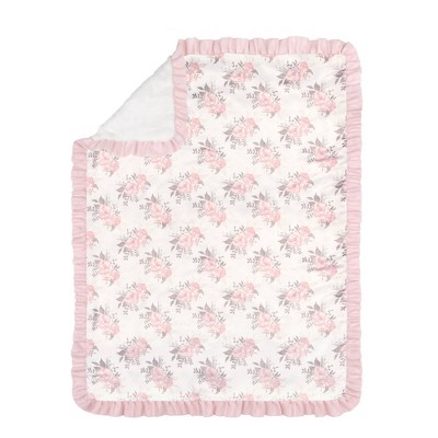 The Peanutshell Grace Baby Blanket For Baby Girls', Printed Faux Fur with Satin Back