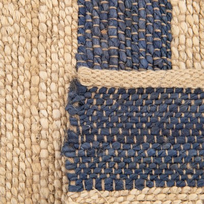 Hand-Braided Jute and Cotton Navy Ivory 4x6 Area Rug