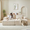 87" Oversized Corduroy Sectional Lounge Chaise with Recliner, Plush Cloud Loveseat Sleeper Sofa Bed, No Assembly, Modern Deep Seat Sofa - 3 of 4